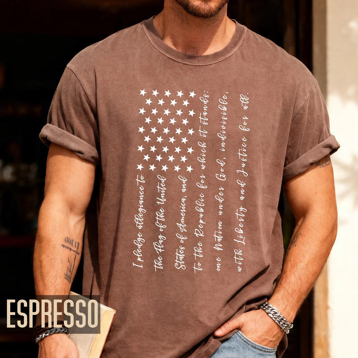 Pledge of Allegiance USA Flag Shirt, Patriotic Fourth of July Tee