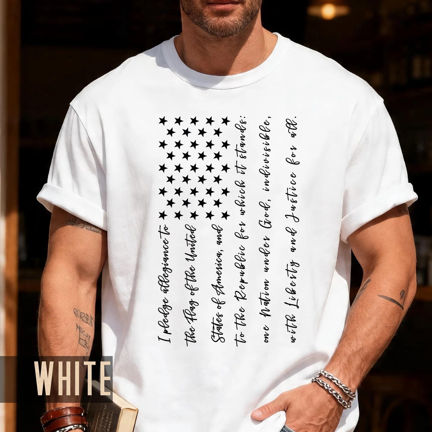 Pledge of Allegiance USA Flag Shirt, Patriotic Fourth of July Tee
