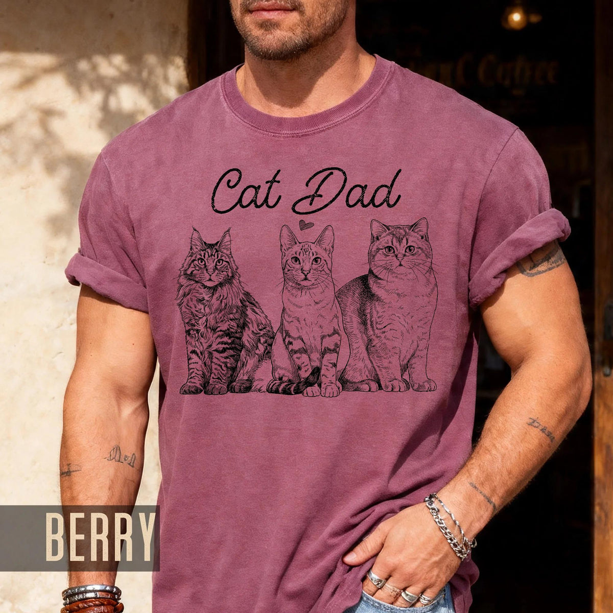 Custom Cat Dad Photo Shirt, Personalized Pets Picture Tee