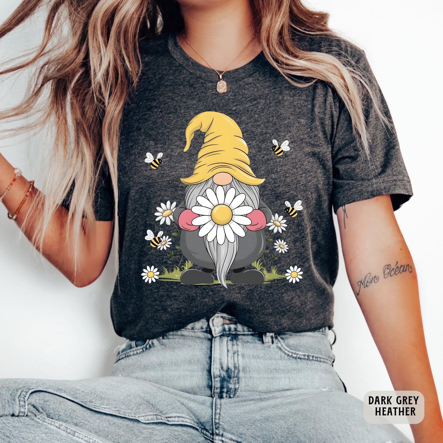 Gnome Daisy Shirt Floral Gnome Shirt Spring Shirt Women Summer Shirt Gnome Flower Shirt