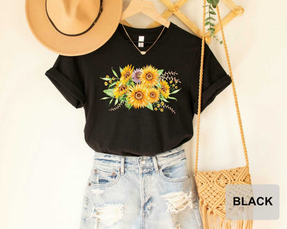 Sunflower Shirt Womens Fall Shirt Garden Flower Botanical Shirt Plant Lover Wildflower Shirt