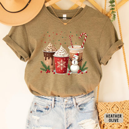 Christmas Hot Cocoa Shirt Xmas Coffee Shirt Christmas Party Shirt  Hot Chocolate Crew Shirt Retro Christmas Shirt
