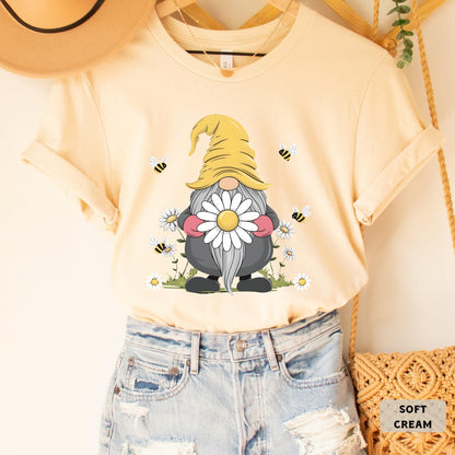 Gnome Daisy Shirt Floral Gnome Shirt Spring Shirt Women Summer Shirt Gnome Flower Shirt