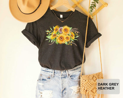 Sunflower Shirt Womens Fall Shirt Garden Flower Botanical Shirt Plant Lover Wildflower Shirt