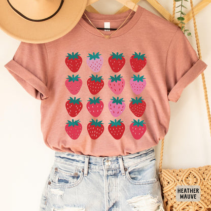 Strawberries Shirt Women Farmer Shirt Botanical Garden Shirt Summer Fruit Shirt