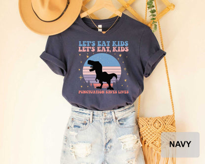 Funny Grammar Shirt Let's Eat Kids Shirt Punctuation Saves Lives Shirt Commas Save Shirt Literature Shirt