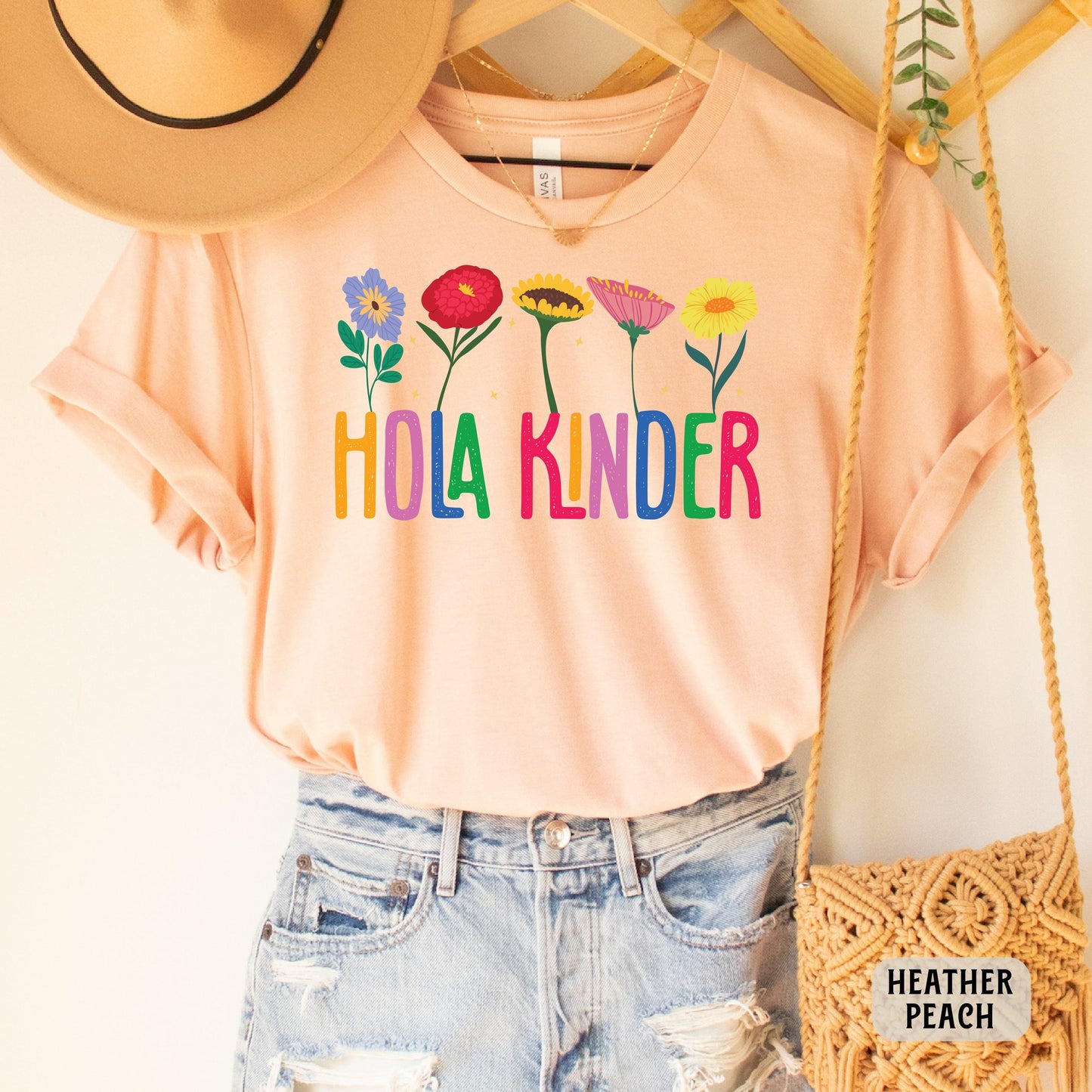 Hola Kinder Shirt Bilingual Teacher Gift Maestra Shirt Latina Shirt ESL Teacher Shirt