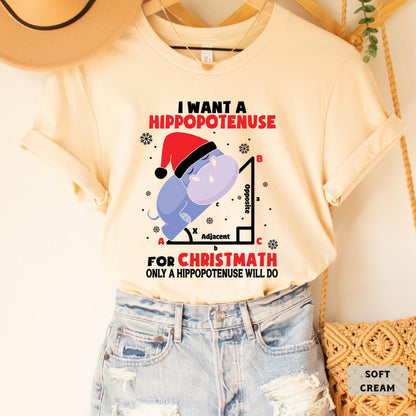Funny Geometry Shirt I Want A Hippopotenuse For Christmas Shirt Hippo Santa Hat Shirt Christmas Math Teacher Gift