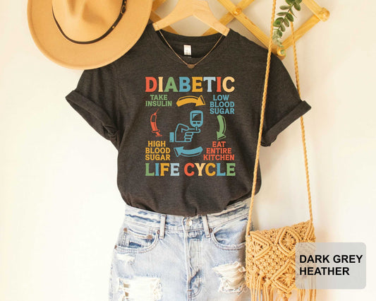 Diabetic Life Cycle Shirt Diabetic Life Shirt Diabetes Warrior Shirt Insulin Shirt Diabetes Awareness Shirt