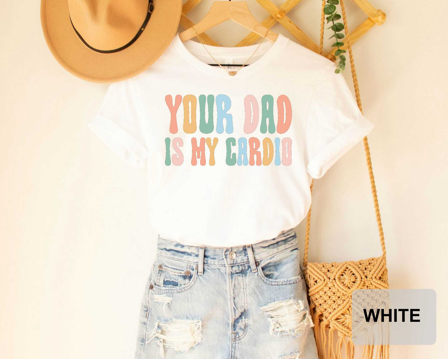 Your Dad Is My Cardio T-Shirt Powerlifting Shirt Father's Day Shirt Humorous Workout Shirt