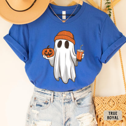 Ghost Drinking Coffee Shirt Coffee Lover Shirt Halloween Party Shirt Fall Coffee Shirt