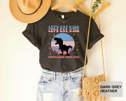 Funny Grammar Shirt Let's Eat Kids Shirt Punctuation Saves Lives Shirt Commas Save Shirt Literature Shirt