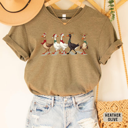 Xmas Ducks Shirt Duck Lover Gift Christmas Lights Shirt Duck Christmas Shirt Women Farmer Shirt for Holiday