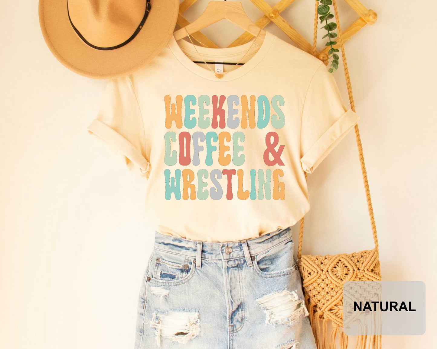 Weekends Coffee And Wrestling Shirt Wrestling Mom T-Shirt Coffee Lover Shirt Sports Mother Shirt