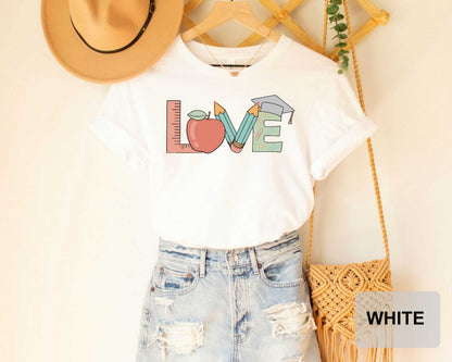 Cute Teacher Shirt Love Shirt Teacher Appreciation Gift Inspirational Apple Teacher Shirt