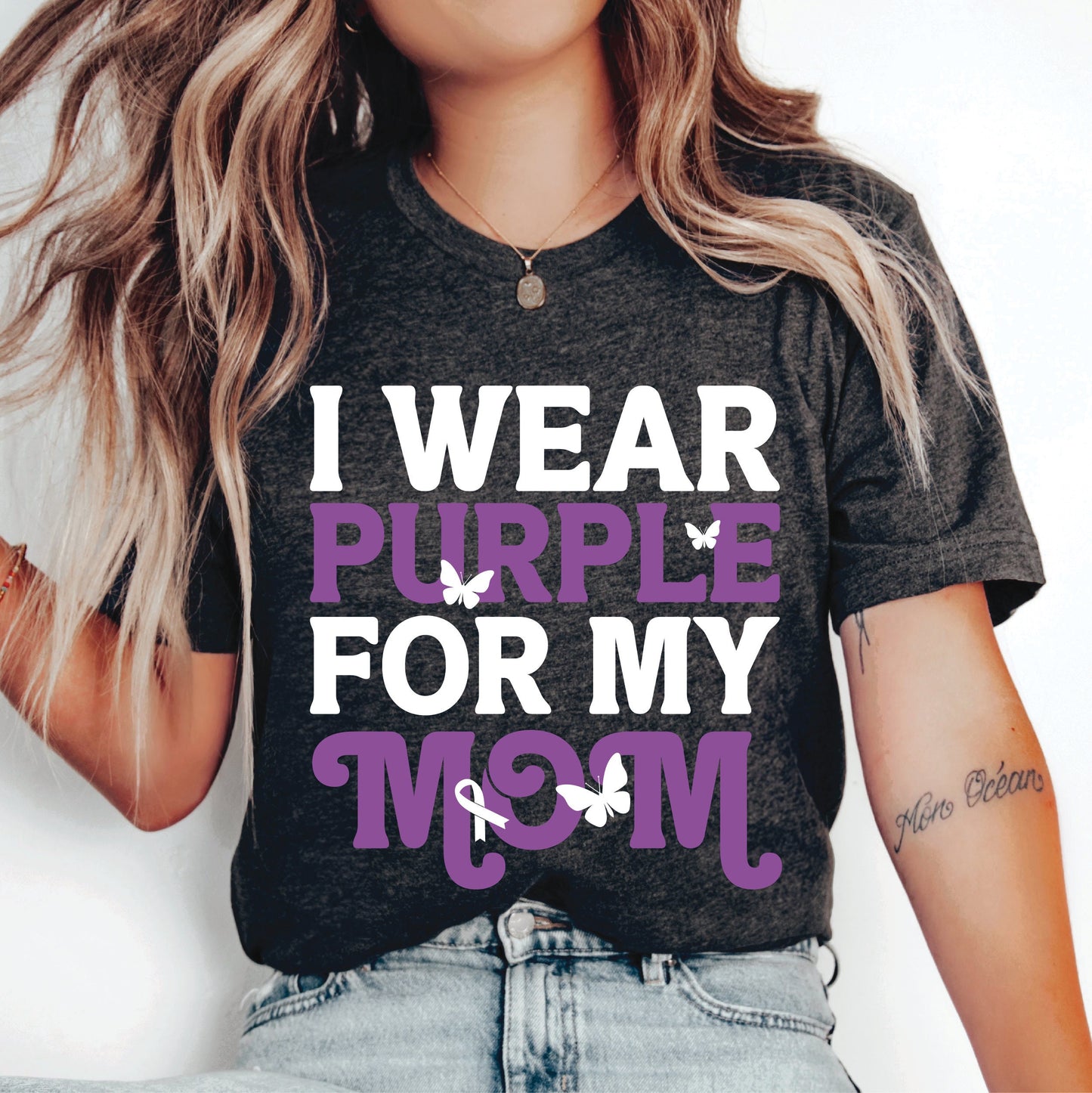 Pancreatic Cancer Awareness Shirt I Wear Purple For My Mom Shirt Purple Ribbon Shirt Cancer Support Shirt