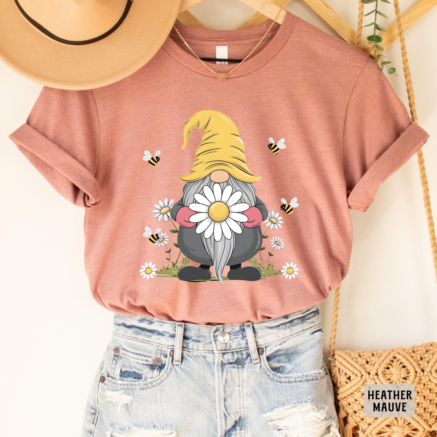 Gnome Daisy Shirt Floral Gnome Shirt Spring Shirt Women Summer Shirt Gnome Flower Shirt