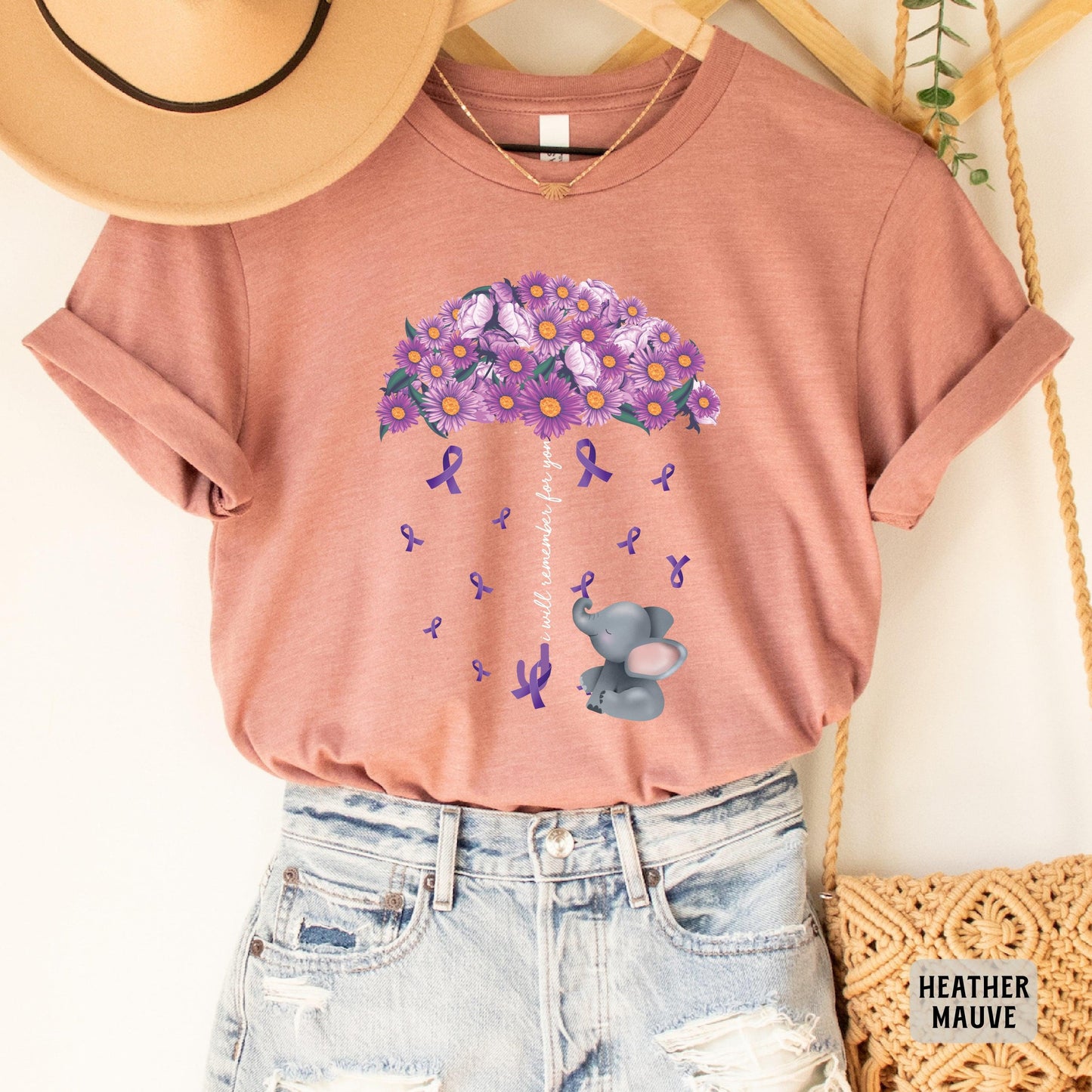 Alzheimers Flower Shirt I Will Remember For You Shirt Alzheimer Mom Shirt Purple Ribbon Shirt Dementia Shirt