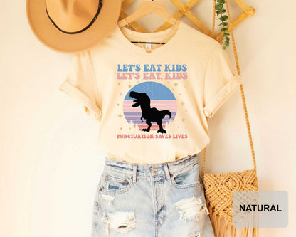 Funny Grammar Shirt Let's Eat Kids Shirt Punctuation Saves Lives Shirt Commas Save Shirt Literature Shirt