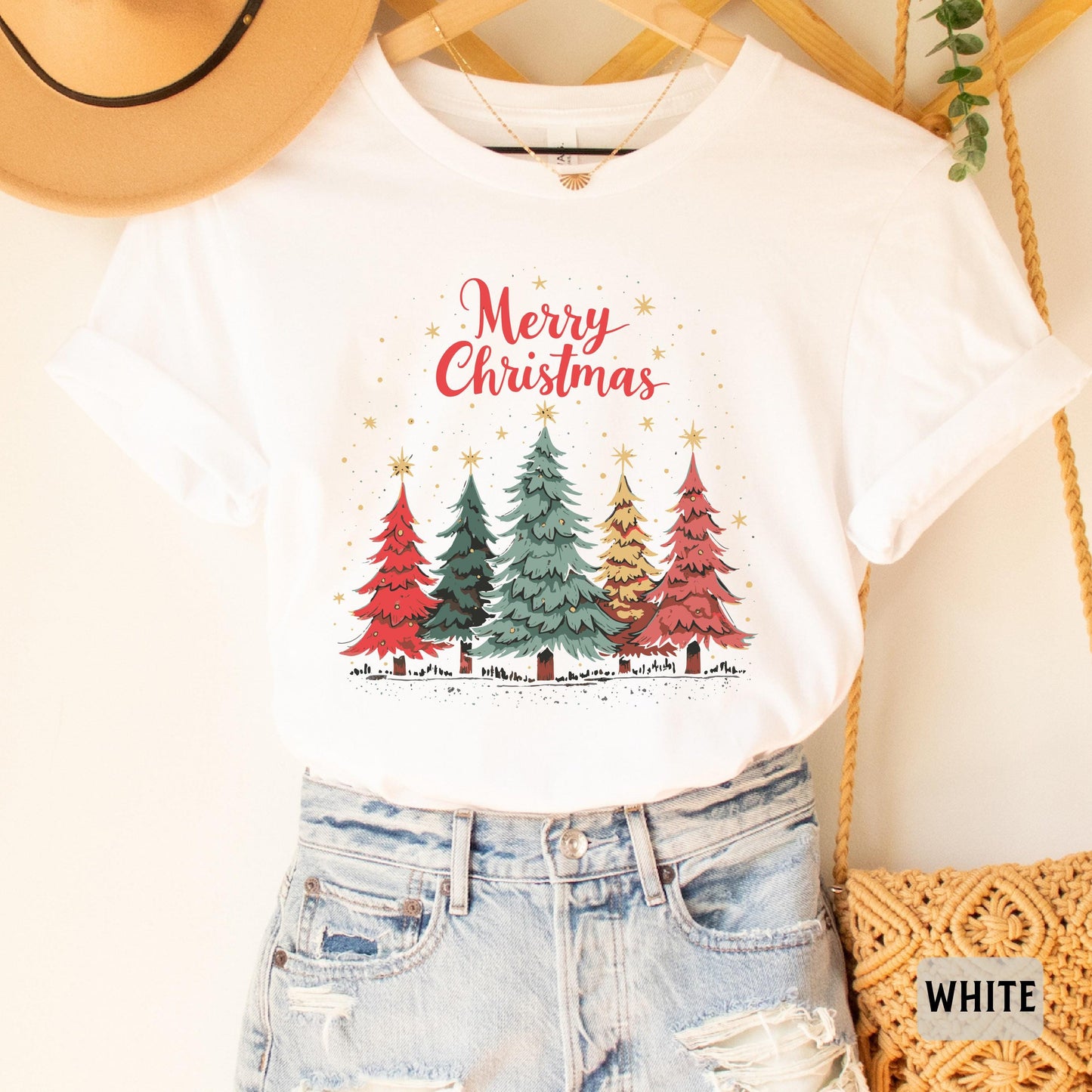 Merry Christmas Trees Shirt Holiday Shirt Christmas Family Shirt Womens Christmas Party Shirt Winter Shirt