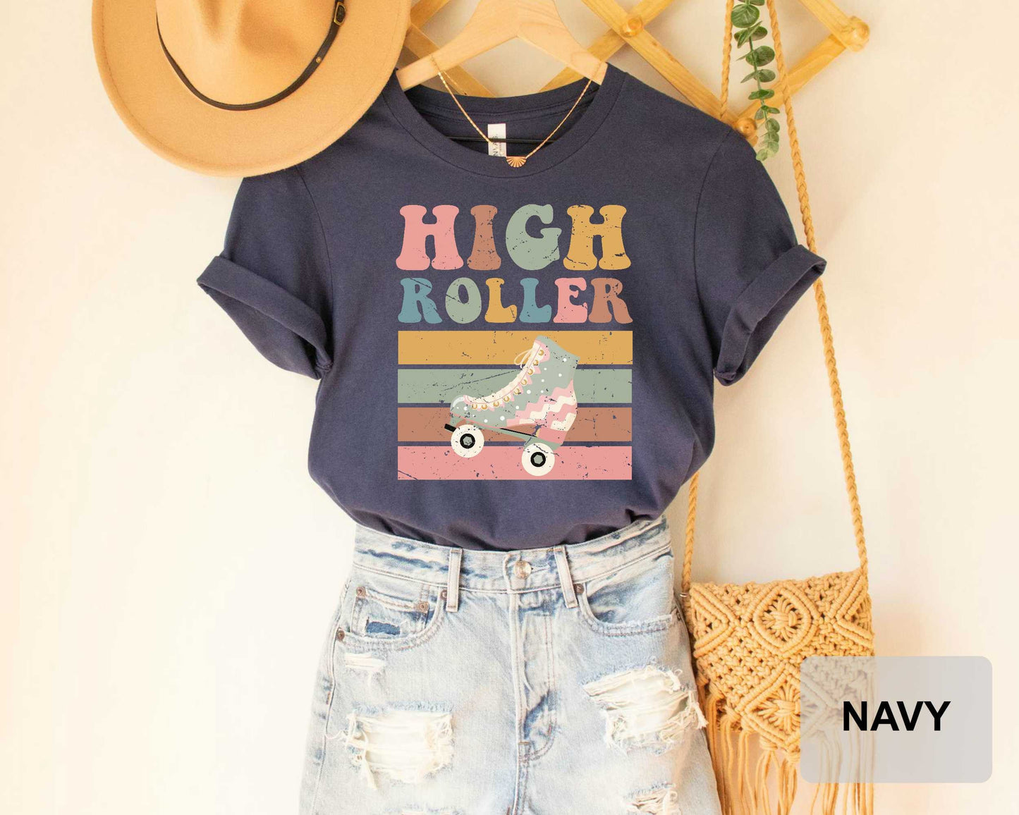 Roller Skating Retro Shirt High Roller Shirt Old School Vintage Roller Derby Shirt