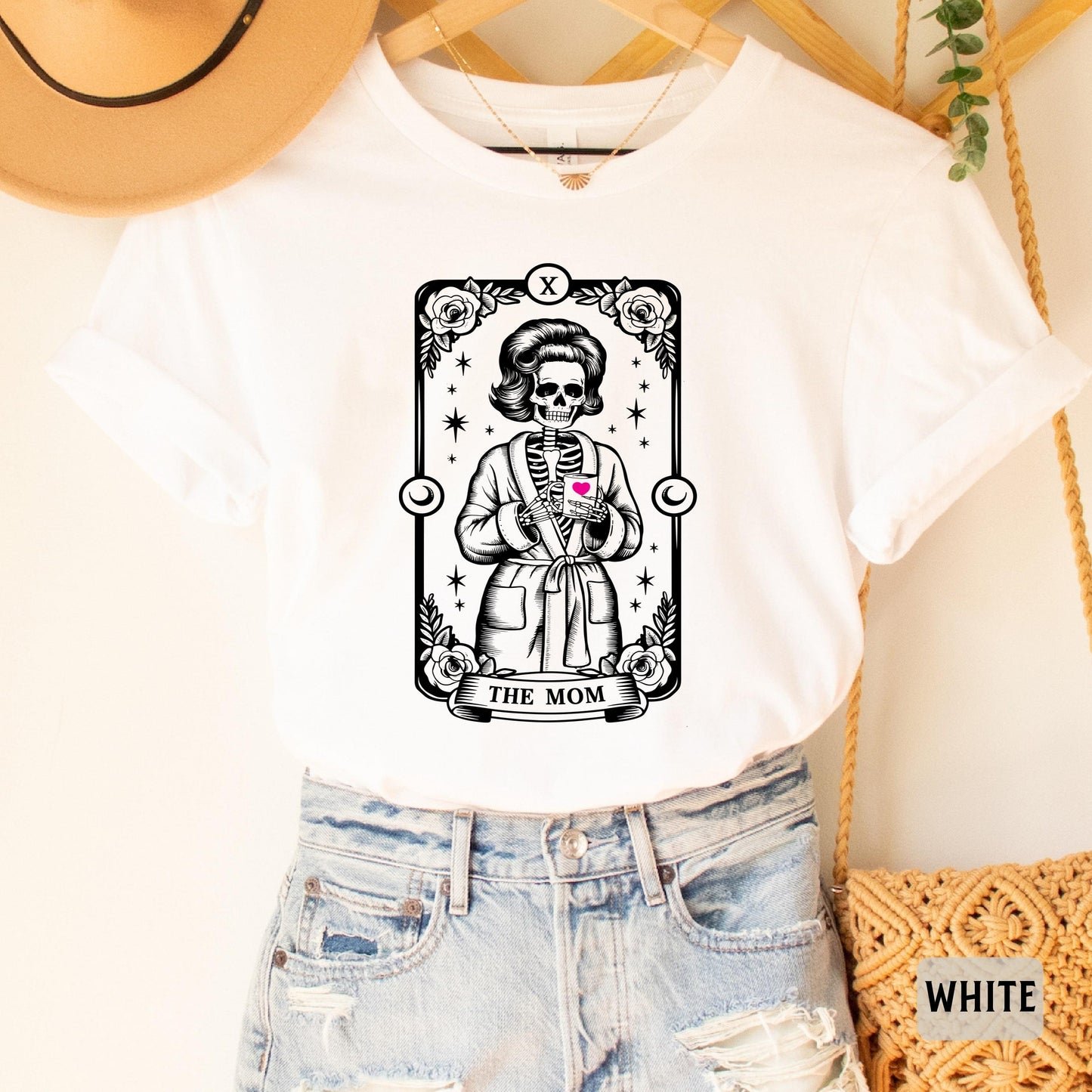 The Mom Tarot Card Shirt Skeleton Mom Shirt Motherhood Shirt Witchy Vibes Celestial Mama Shirt Halloween Gift For Mom