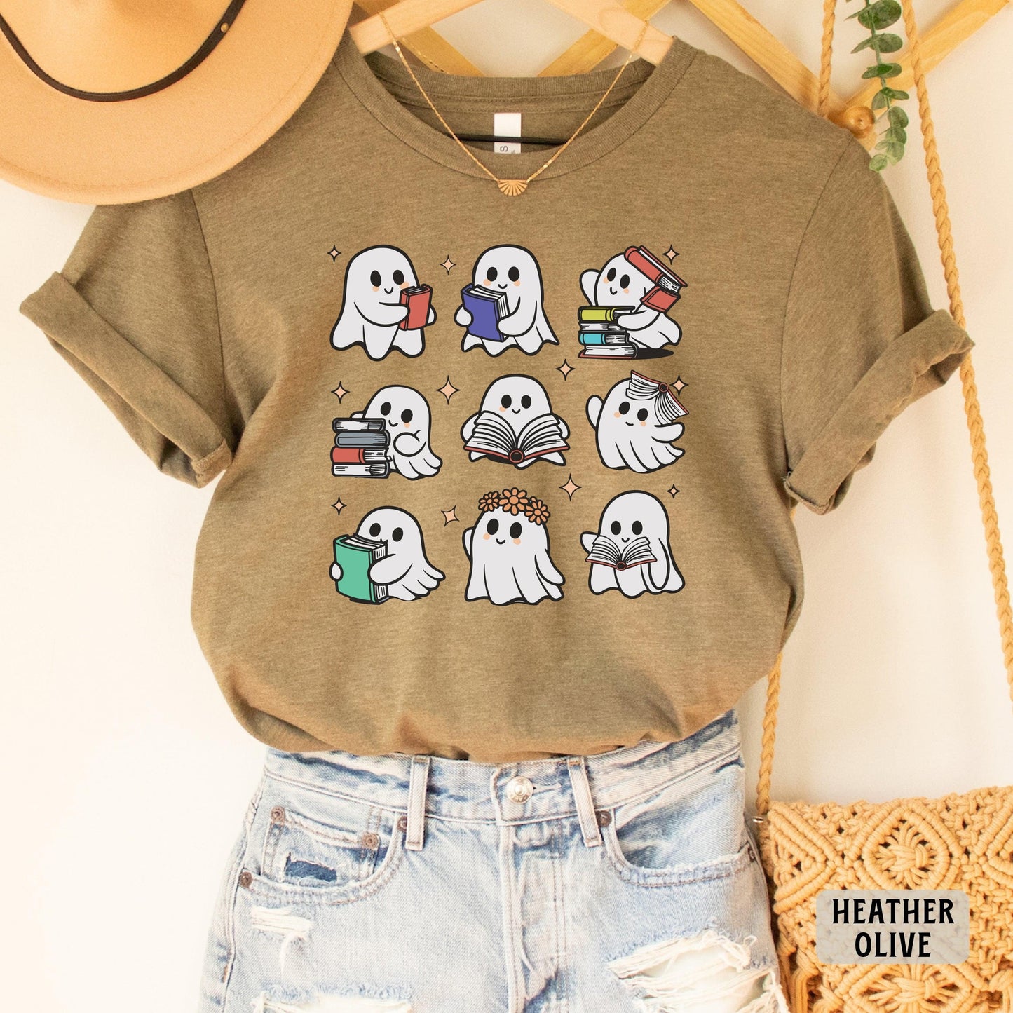 Teacher Ghost Halloween Shirt Librarian Halloween Shirt Cute Book Nerd Gift Halloween School Shirt