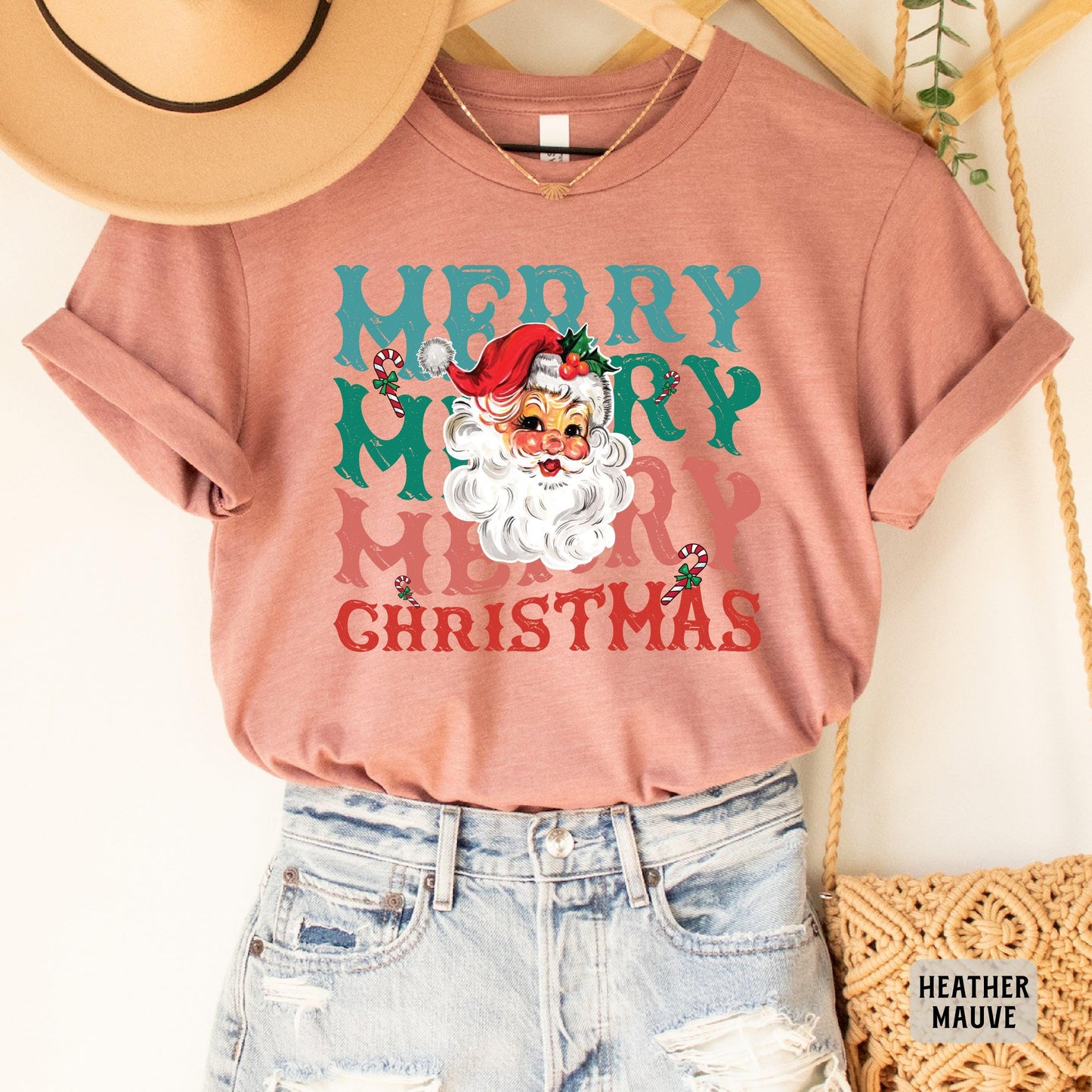 Merry Christmas Shirt Santa Claus Shirt Christmas Family Shirt Women Christmas Gift Retro Holiday Shirt
