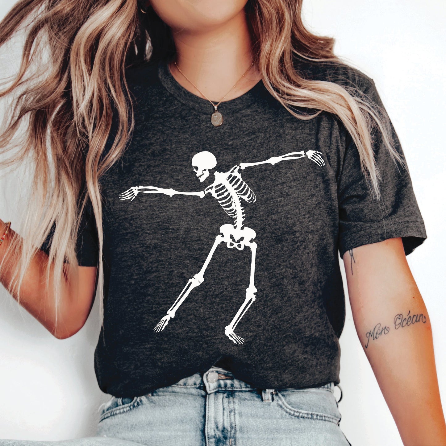 Skeleton Dance Shirt Womens Halloween Shirt Spooky Season T-Shirt Gift for Dancer Funny Skeleton Shirt