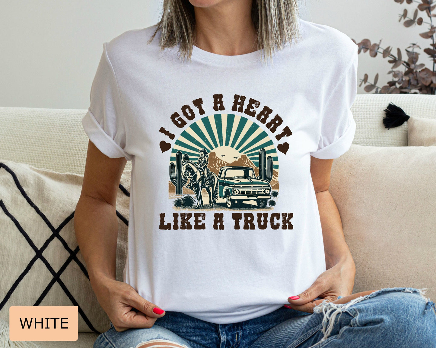 Woman Western Shirt I Got A Heart Like A Truck Shirt Cow Girl Shirt Desert Sunset Shirt