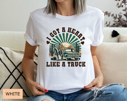 Woman Western Shirt I Got A Heart Like A Truck Shirt Cow Girl Shirt Desert Sunset Shirt
