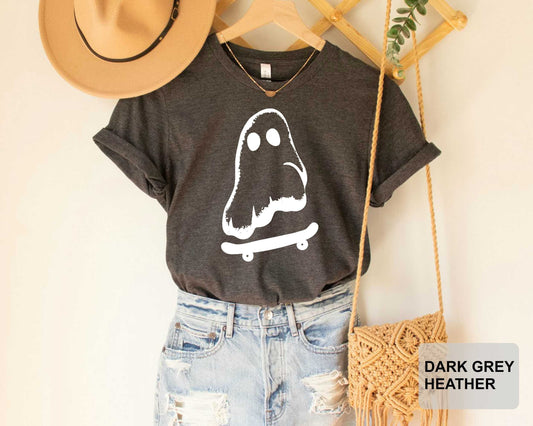 Ghost Skateboarder Shirt Halloween Shirt, Funny Skateboard Shirt Skate Roller