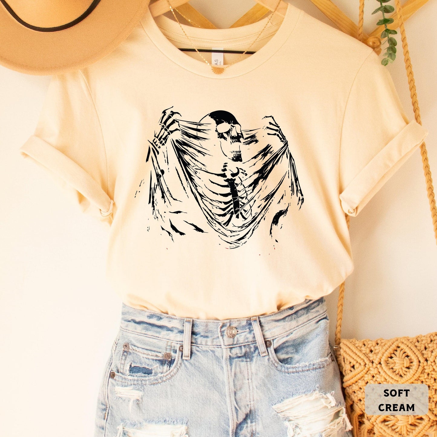 Skeleton Ripping Shirt Rib Cage Shirt Halloween Shirt Spooky Skeleton Shirt Y2k Skull Shirt