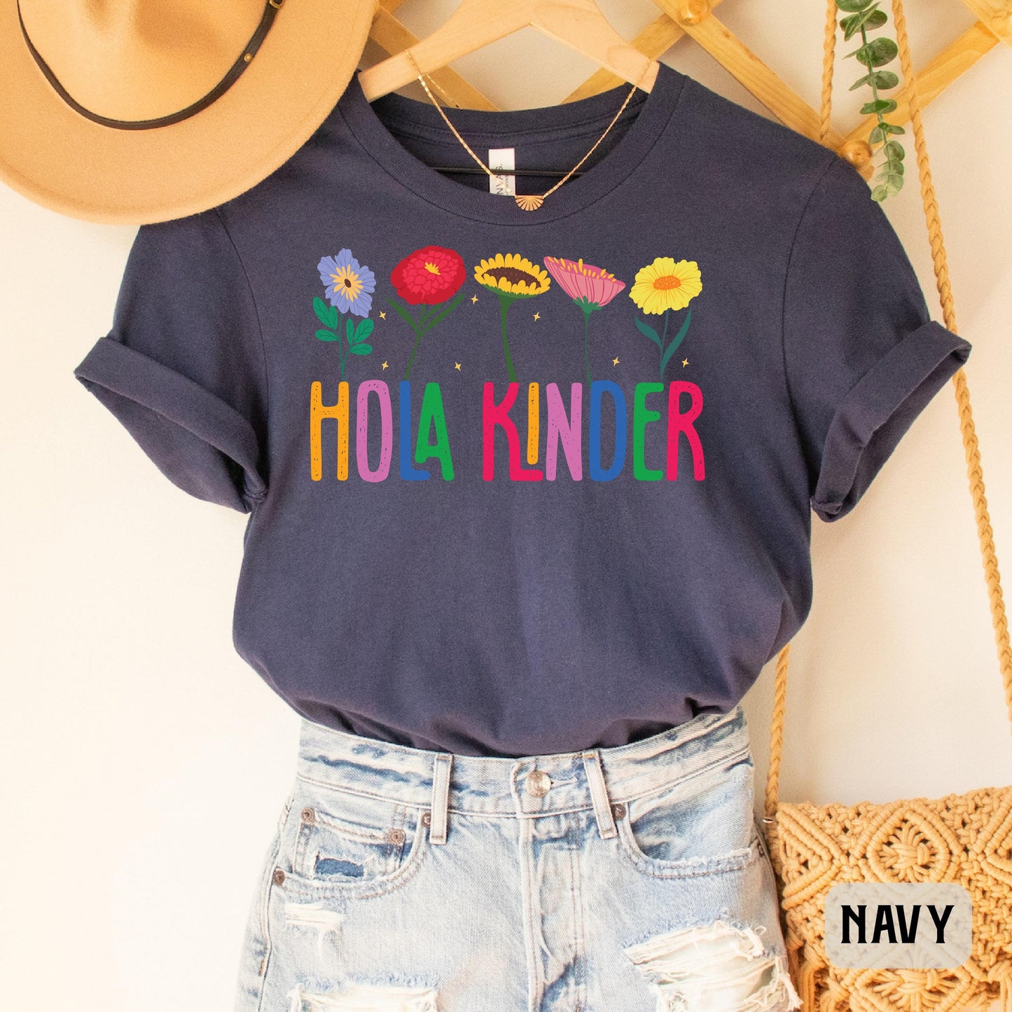 Hola Kinder Shirt Bilingual Teacher Gift Maestra Shirt Latina Shirt ESL Teacher Shirt