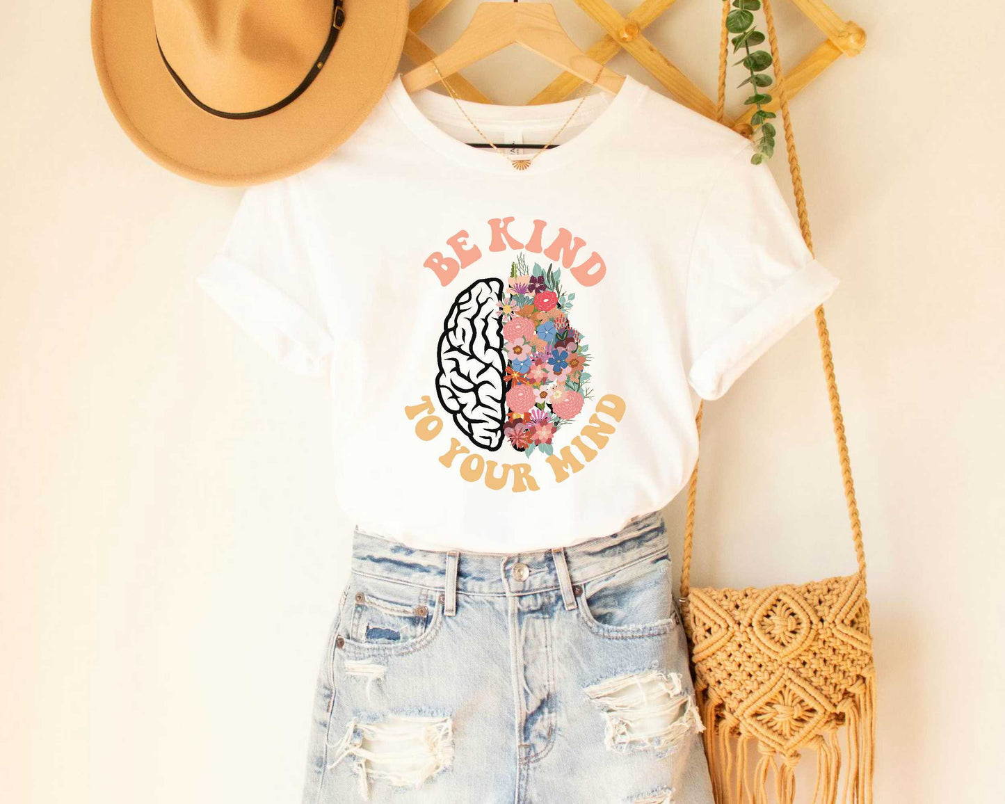 Be Kind To Your Mind T Shirt, Floral Brain Shirt, Mental Health Tee, Mindfulness Shirt