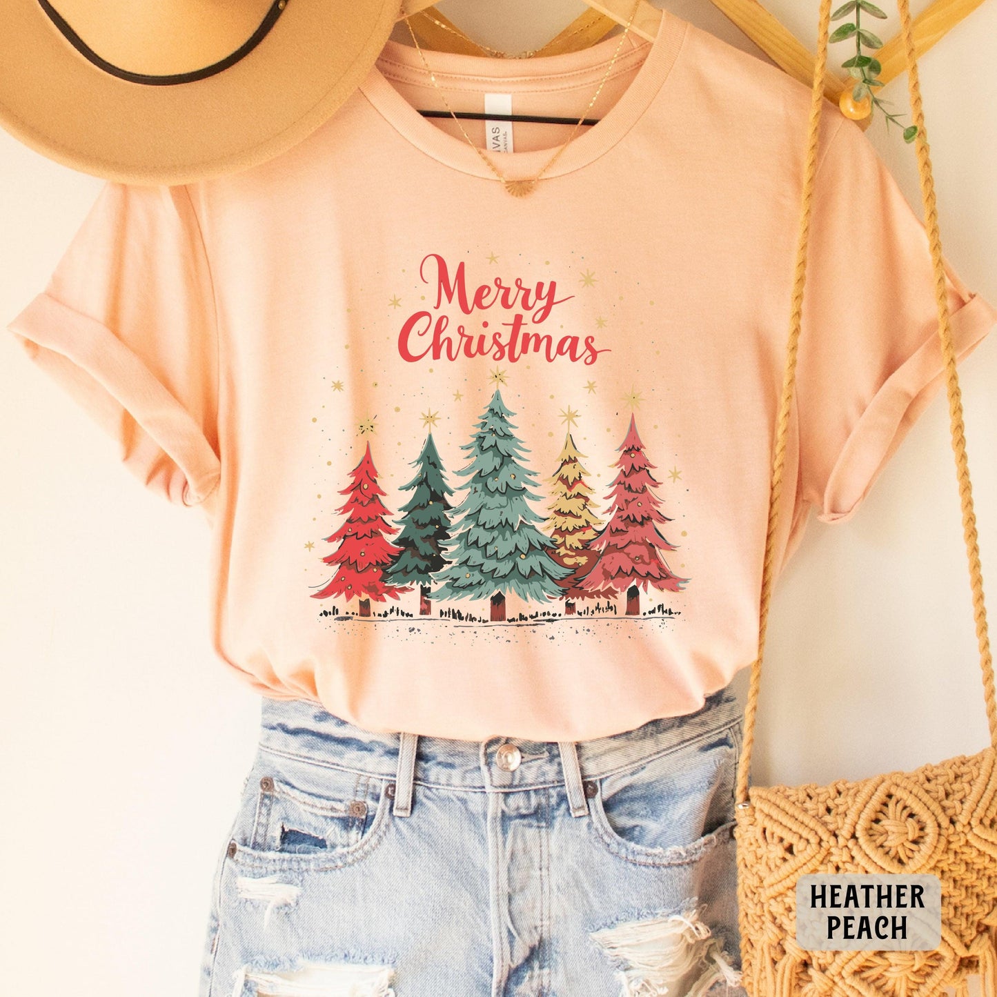 Merry Christmas Trees Shirt Holiday Shirt Christmas Family Shirt Womens Christmas Party Shirt Winter Shirt