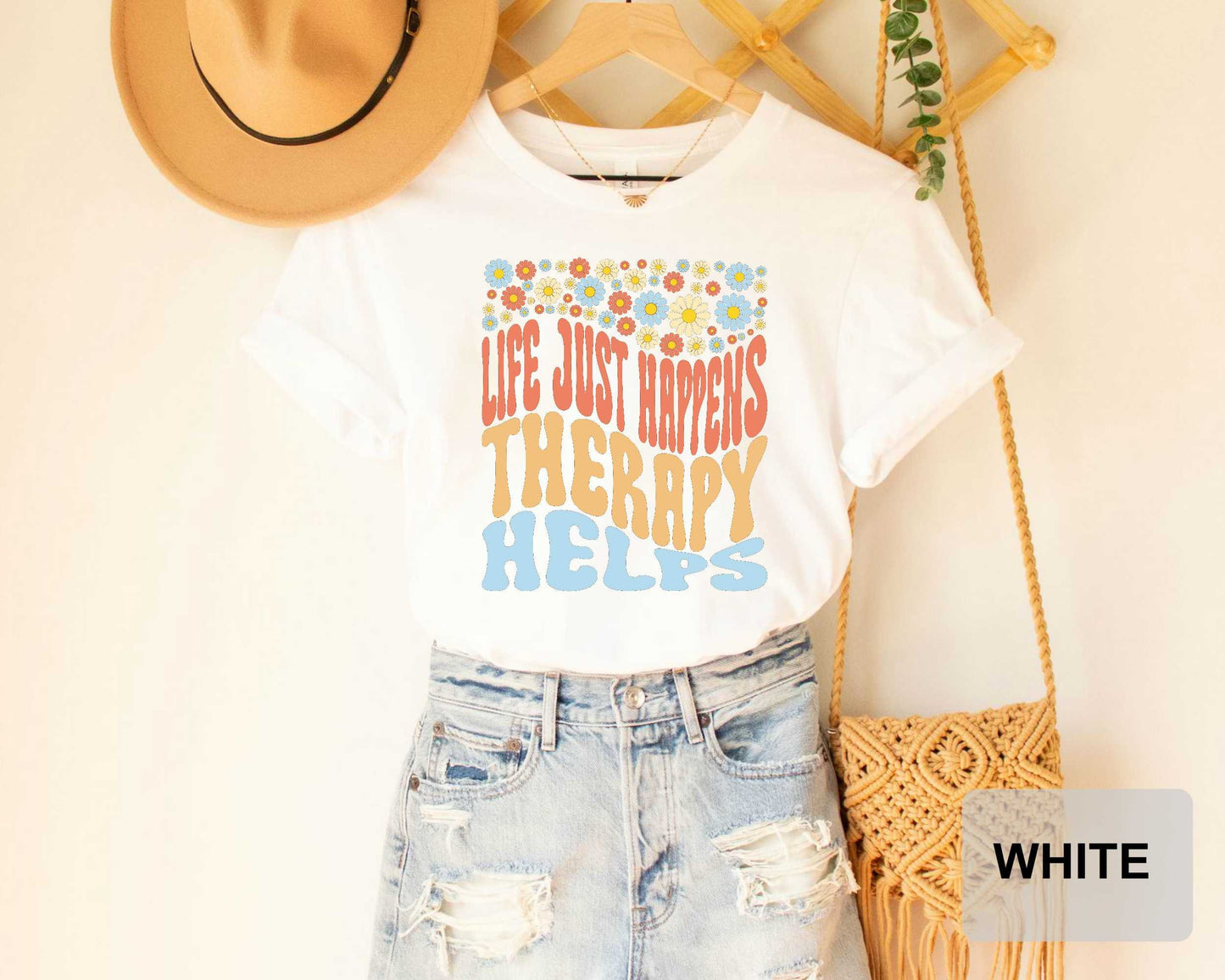 Therapist Shirt Life Just Happens and Therapy Helps Shirt Psychologist Shirt Mental Health Shirt Counselor Shirt