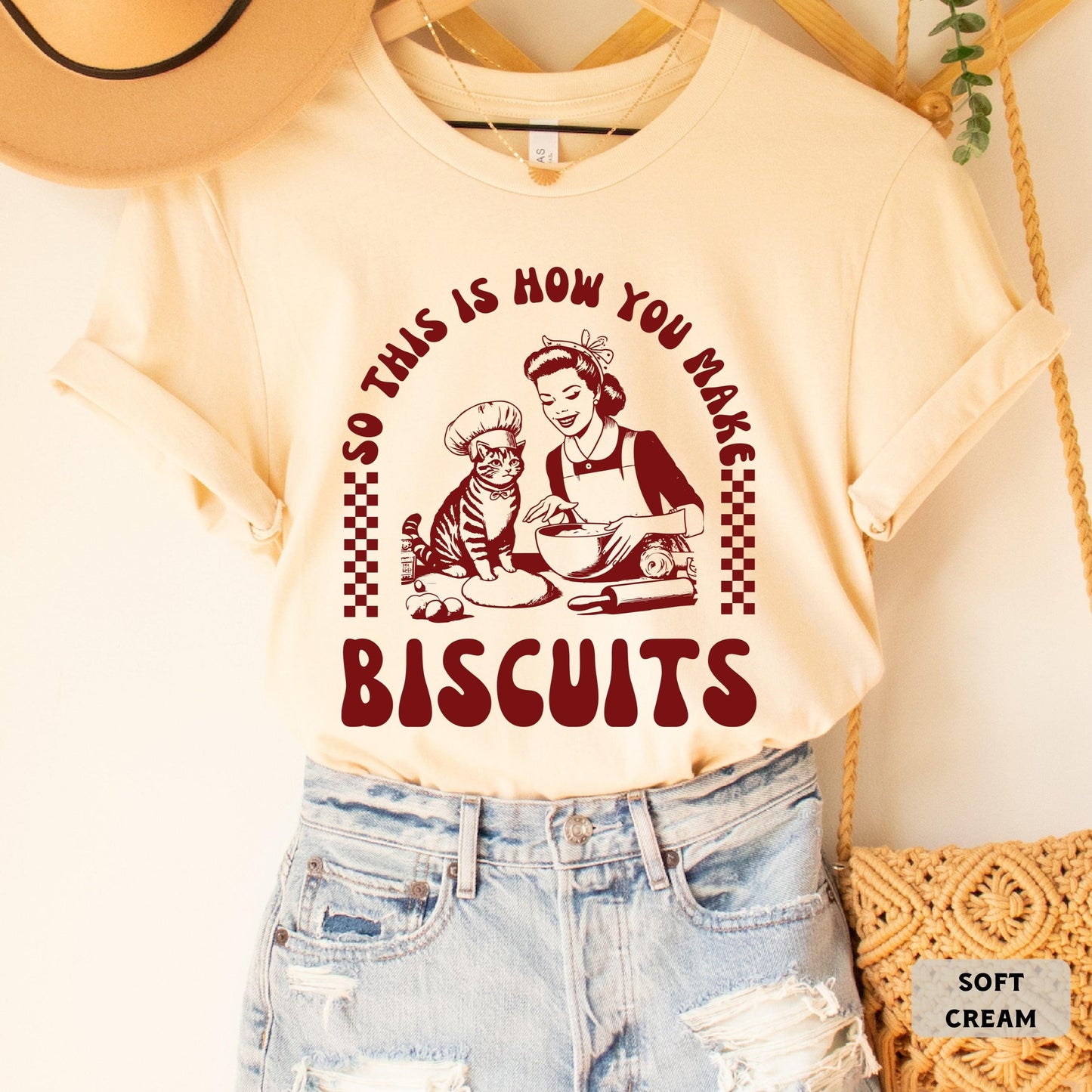 Vintage Baking Shirt So This Is How You Make Biscuits Shirt Funny Cat Lover Shirt Biscuits Shirt Baker Mom Shirt