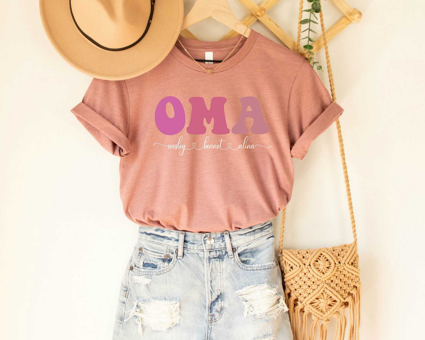 OMA T Shirt for Grandma  Custom Oma with Kids Names Shirt Gift For Oma
