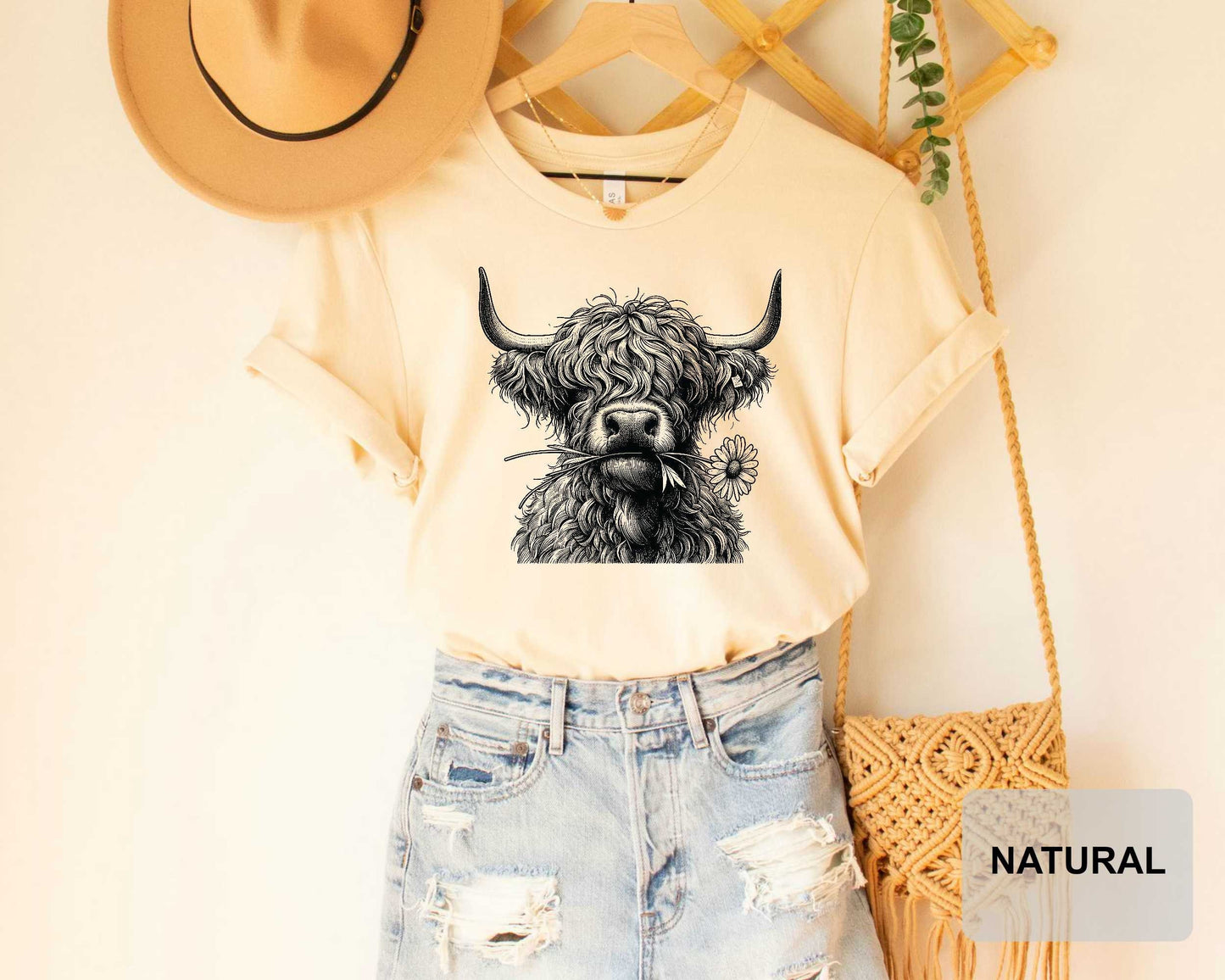 Floral Highland Cow Shirt Heifer Lover Shirt Country Shirt Farm Life Shirt Cowgirl Shirt