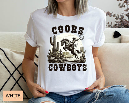 Coors Cowboy Shirt Rodeo Shirt Vintage Western Graphic Shirt Retro Style Cowboy Shirt
