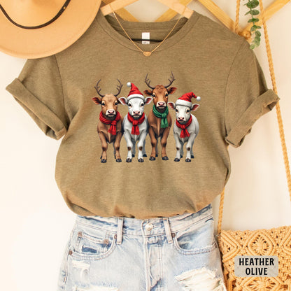 Funny Christmas Cows Shirt Cow Santa Shirt Christmas Family Shirt Western Xmas Gift Cow Lover Farmer Shirt