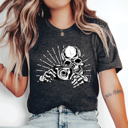 Skeleton Photographer Shirt Halloween Shirt Funny Photo Lover Gift Skeleton Shirt Photography Shirt