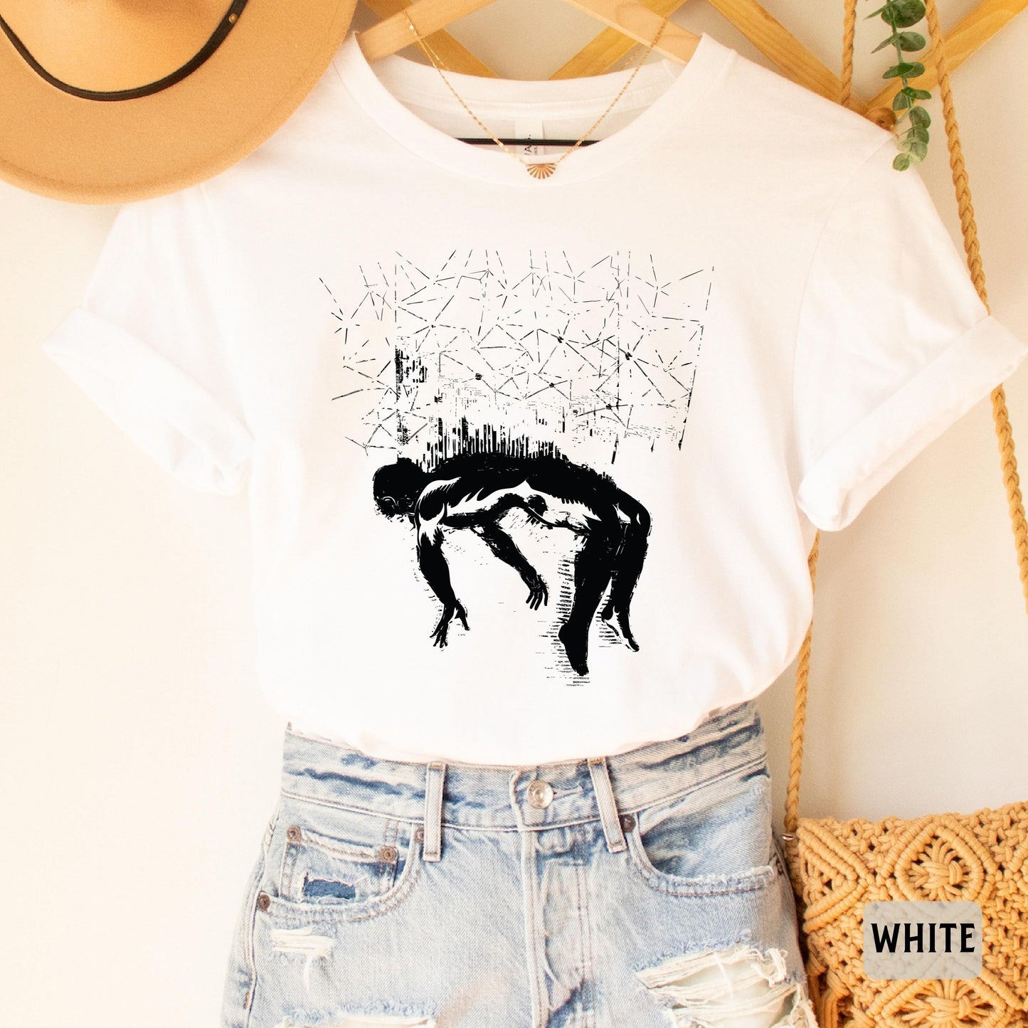 Retro Dark Art Shirt Body Falling From Sky Shirt Washed Relaxed Shirt Skeleton Shirt Gothic Shirt