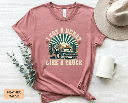 Woman Western Shirt I Got A Heart Like A Truck Shirt Cow Girl Shirt Desert Sunset Shirt