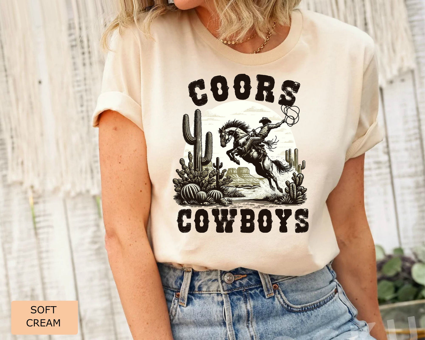 Coors Cowboy Shirt Rodeo Shirt Vintage Western Graphic Shirt Retro Style Cowboy Shirt