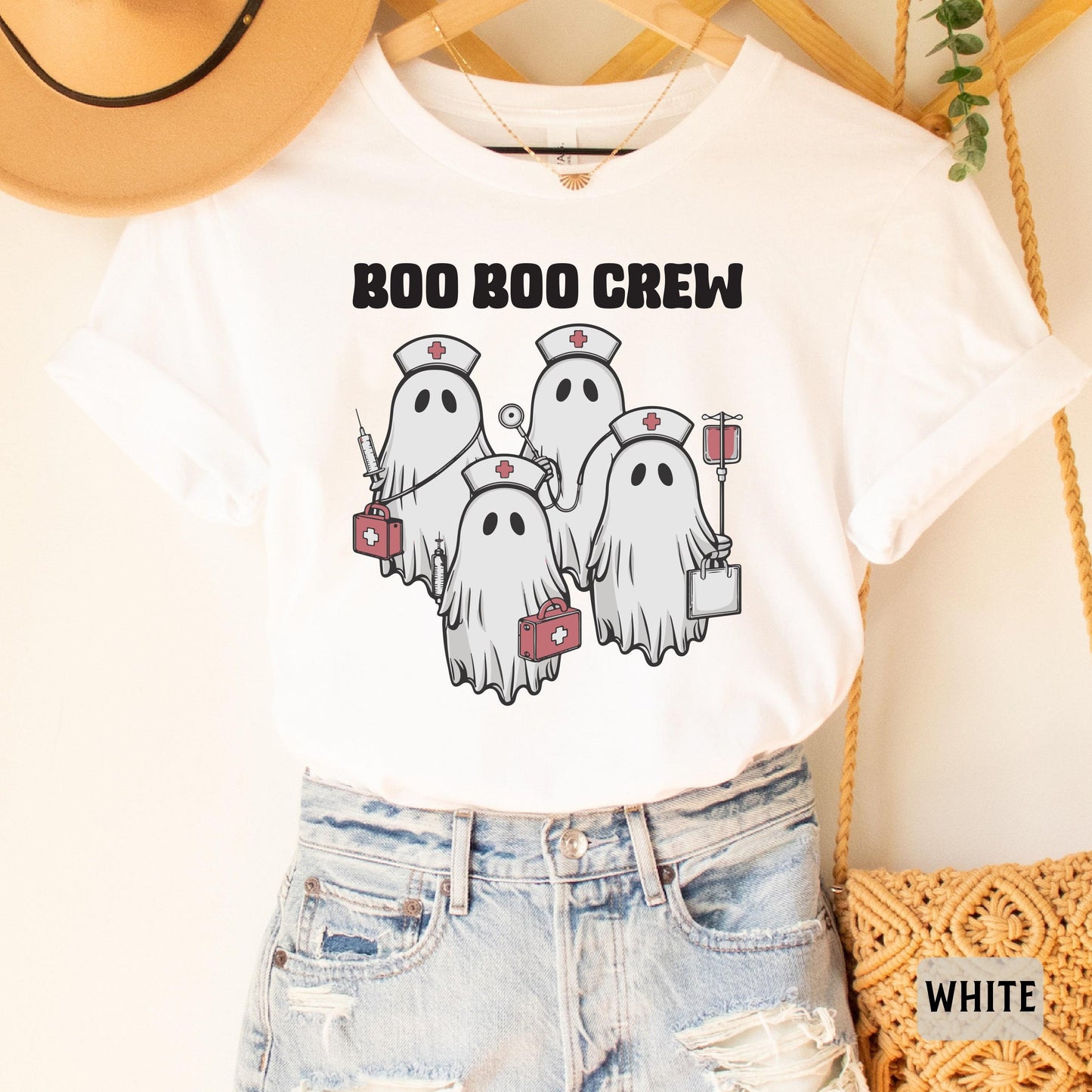 Halloween Nurse Shirt Boo Boo Crew Shirt Scary Vibes Shirt Nurse Fall Shirt Ghost Nurse Shirt