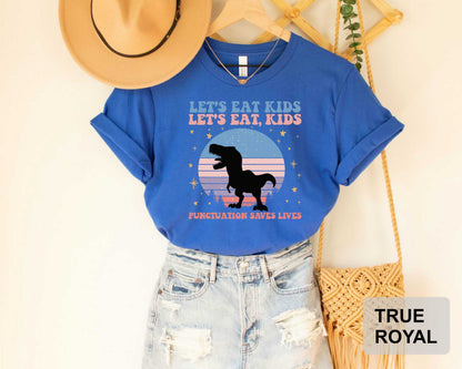 Funny Grammar Shirt Let's Eat Kids Shirt Punctuation Saves Lives Shirt Commas Save Shirt Literature Shirt
