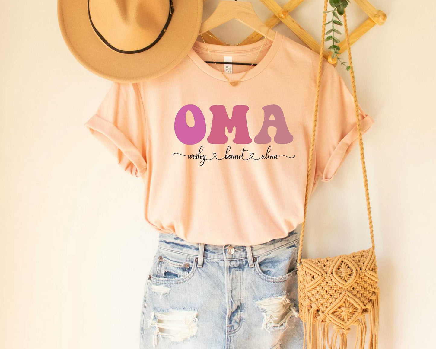 OMA T Shirt for Grandma  Custom Oma with Kids Names Shirt Gift For Oma
