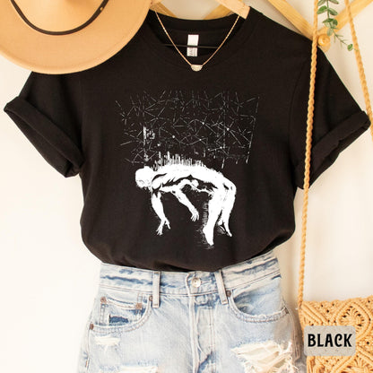 Retro Dark Art Shirt Body Falling From Sky Shirt Washed Relaxed Shirt Skeleton Shirt Gothic Shirt